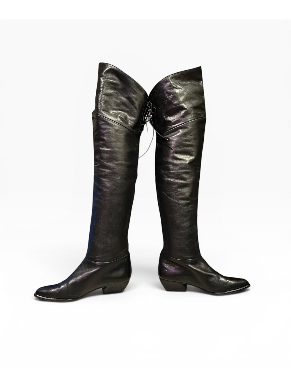 Vintage Fred Hayman Beverly Hills Thigh High Leather Boots Italy Womens 6.5